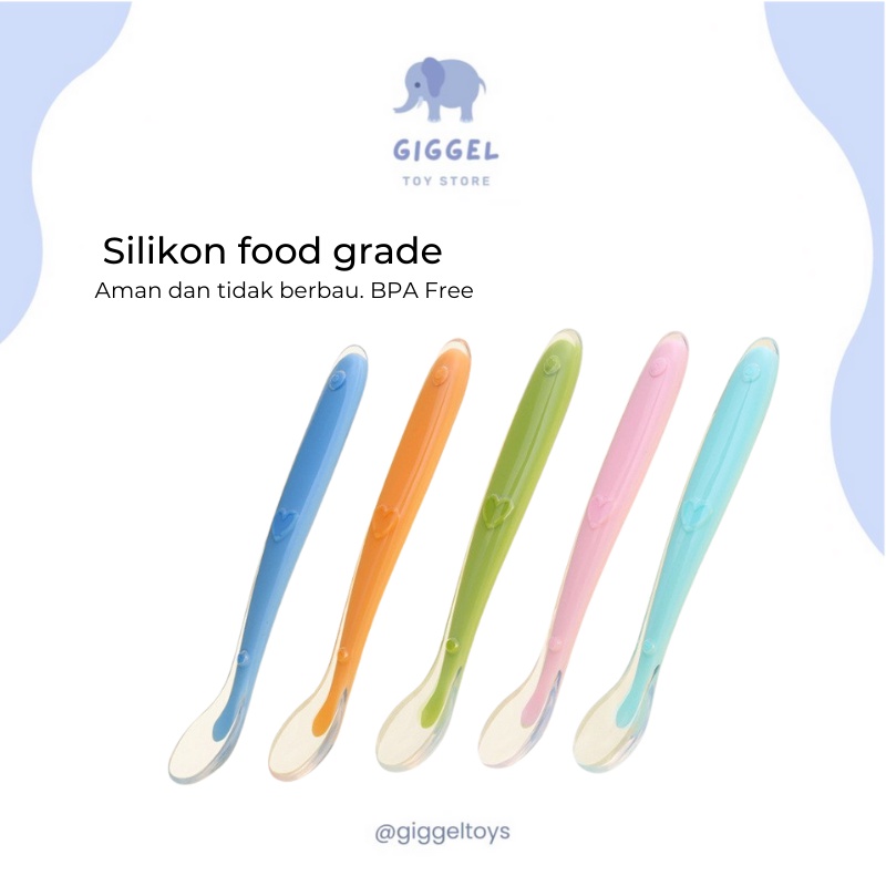 [ Giggel ] Sendok Bayi Silikon / Colorfull Baby Spoon BFA Free / Baby Safety Spoon