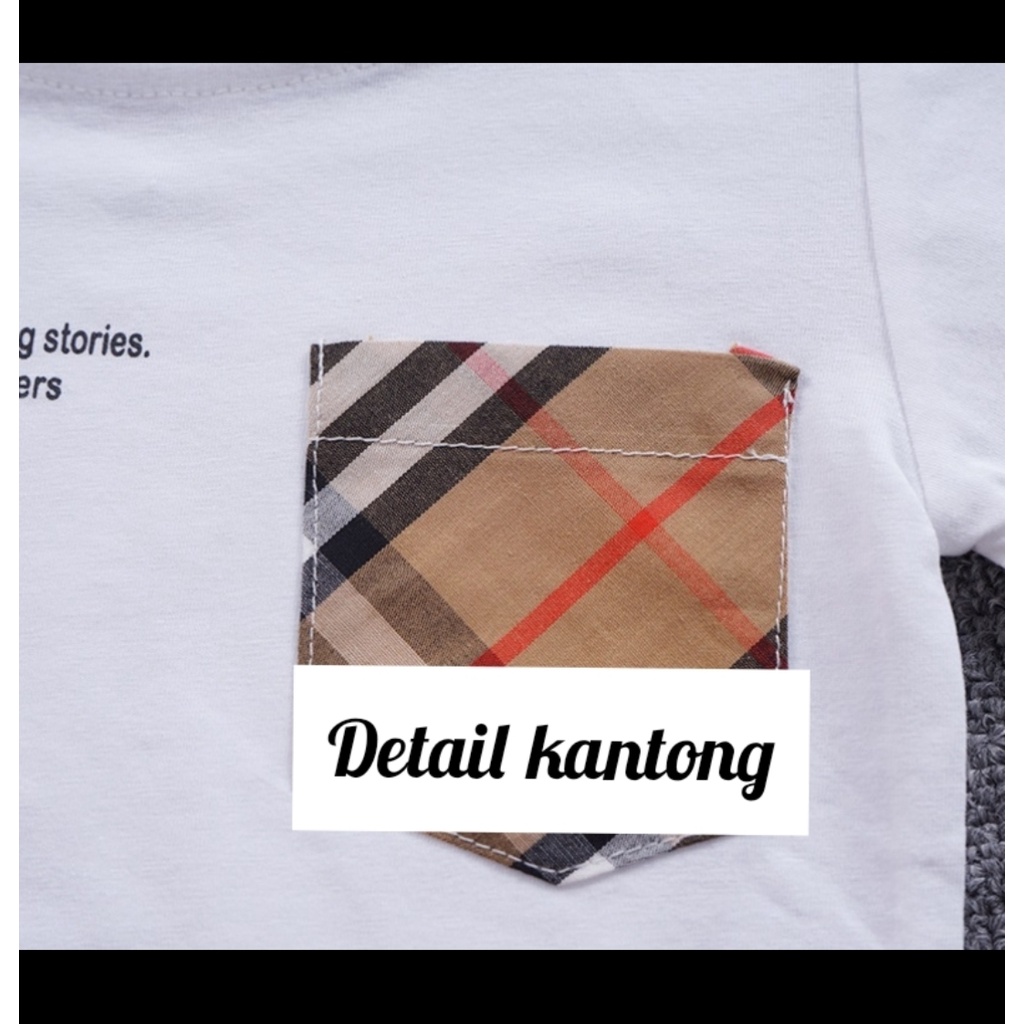 SETELAN ANAK LAKI LAKI KAOS KANTONG MOTIF KOTAK IMPORT