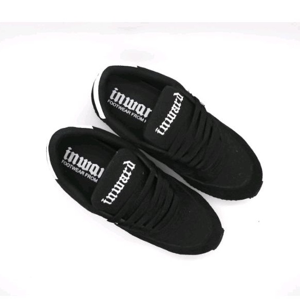 BIG PROMO INWARD OFFICIAL SHOP - DOWNRAIL BLACK WHITE SEPATU RUNNING SEPATU PRIA