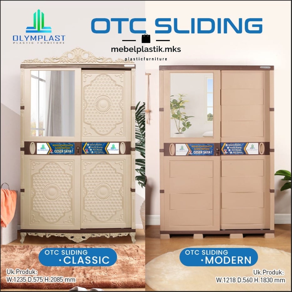 Lemari Sliding Plastik Geser OTC Olymplast/ Lemari Modern Classic Gantungan