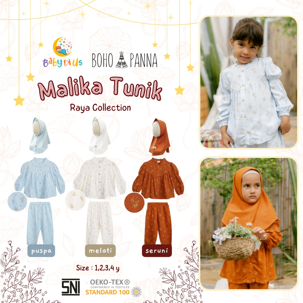 Bohopanna Raya Collection - Malika Tunik Set (Set Tunik Muslim Anak + Hijab)