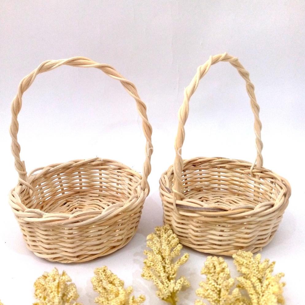 S27 KERANJANG ROTAN BULAT 20 CM SESERAHAN, PROPERTI FOTO, KERANJANG ROTAN HAMPERS, KERANJANG PARCEL 