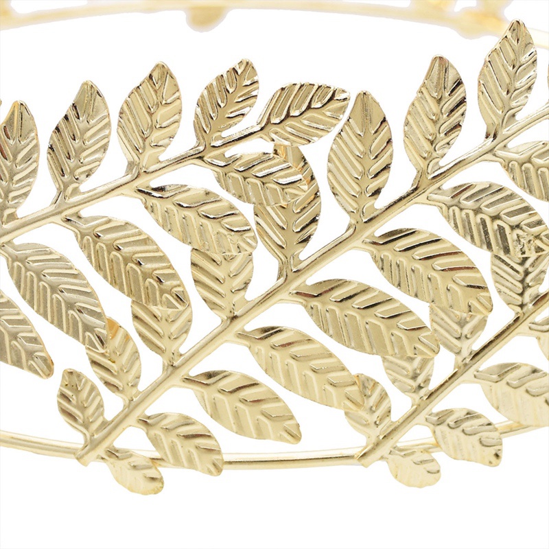 Bando Daun Pengantin Baroque Gold Leaves Hollow Hairband Alloy Headband Untuk Wanita Pernikahan