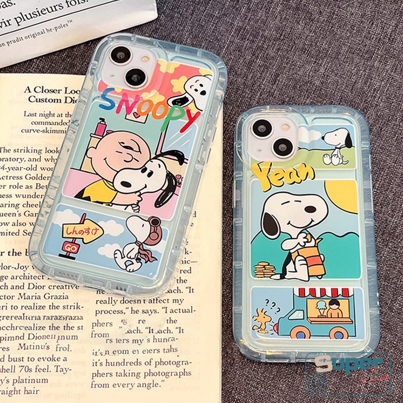 IPHONE Kartun Lucu Snoopy Kompatibel Untuk Iphone14 7plus 8plus 7 8 Plus XR 11 13 12 Pro Max6 6S X XS MAX Soft TPU Bening Anti Jatuh Full Back Cover Airbag Shockproof Phone Case