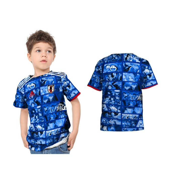 Terbaru Kaos Jersey Bola Anak Laki Laki Printing Piala Dunia Jepang Anime Ver - Biru, S Terbaik untu