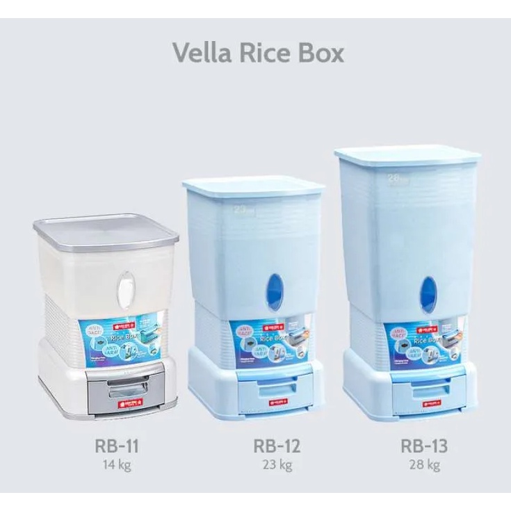 VELLA Rice Box Lion Star Tempat Beras ( 14kg , 18kg , 23kg , 28kg , 38kg ) Anti-Karat