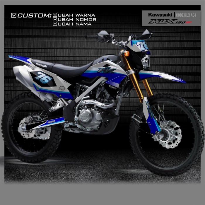 Decal KLX bf 150 putih biru A04