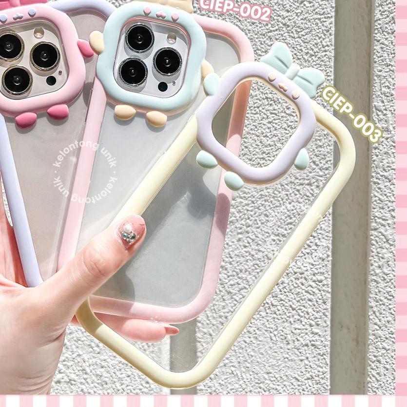 Ω For iPhone - 3D Cute Little Monster with Bow 2 in 1 Soft Case/ Casing Kamera Pita ✷