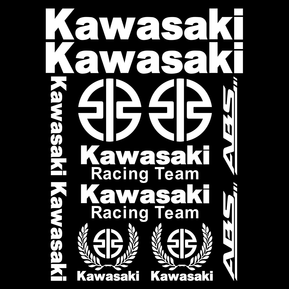 Kawasaki Stiker Set Reflektif Lencana Lambang Sepeda Motor Stiker Telinga Gandum Untuk ZX25R W175 Ninja ZX130 Zephyr KLX Blitz