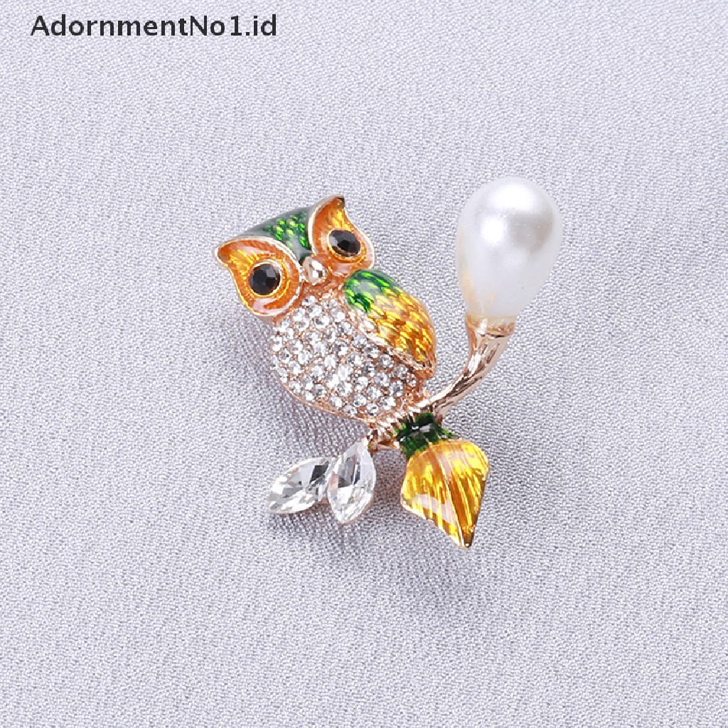 [AdornmentNo1] Enamel Klasik Burung Hantu Bros Untuk Wanita Berlian Imitasi Burung Pesta Kantor Bros Pin Hadiah Pria Wanita Jas Sweater Cardigan Pin Perhiasan [ID]