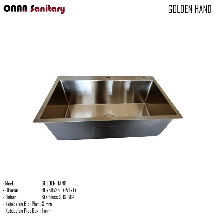 Terlaris Kitchen Sink Golden Hand Premiere 8050 Stainless Paket Komplit