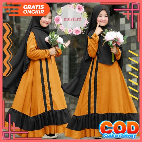 Gamis Anak Tanggung Usia 11 12 13 14 15 16 Tahun / Pakaian Muslimah Remaja Perempuan 12-15 Tahun / G