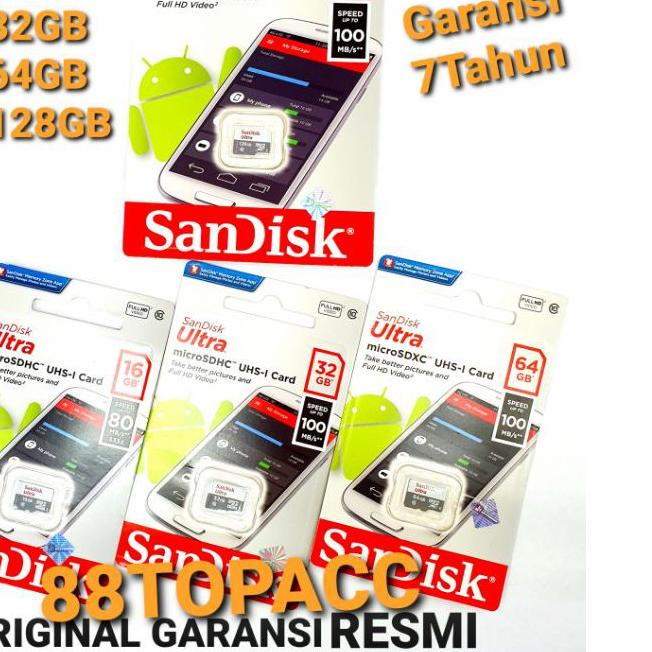✳ Micro SD SanDisk Ultra Class 10 16GB 32GB 64GB 128GB / MicroSD Sandisk Class10 Memori Card Origina