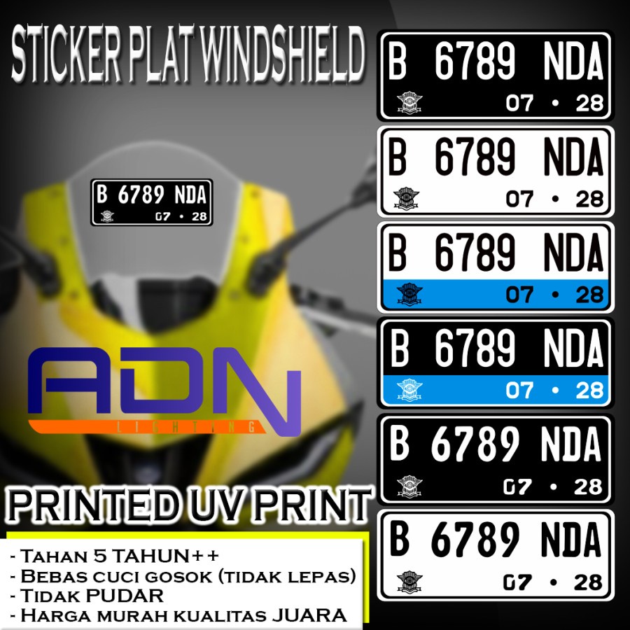 STICKER PLAT NOMOR UNTUK WINDSHIELD / VISOR MOTOR by.ADN.in