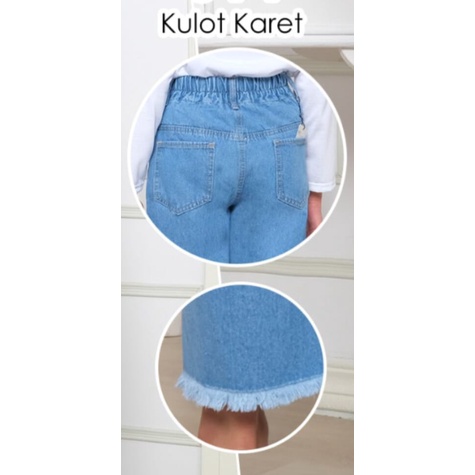 ( Size 24 - 26 ) MC girl - Kulot Rawis Pinggang Karet Anak Tanggung / Kulot Jeans Kancing 1 / Celana Jeans Kulot Boyfriend Rumbai Anak Perempuan