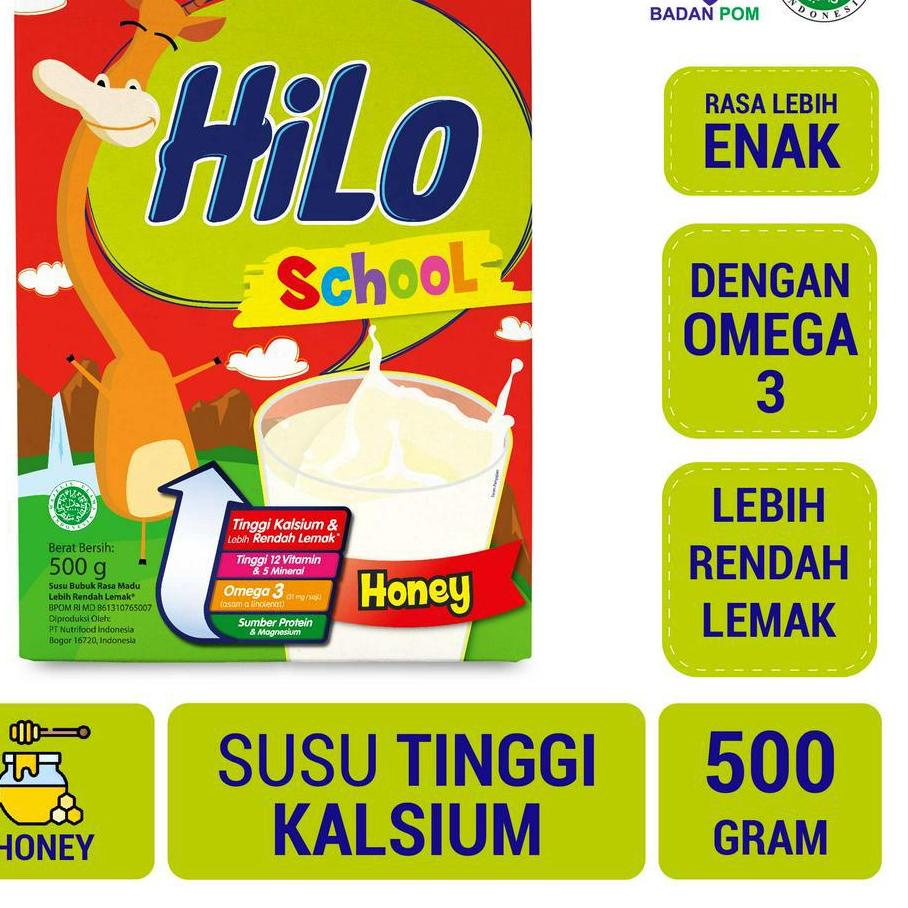 

℮ HiLo School Honey 500 gram - Susu Tinggi Kalsium Rendah Lemak ◌