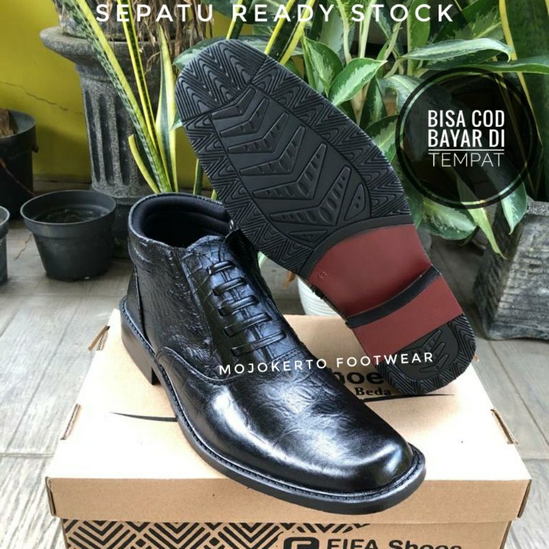TERMURAH SEPATU PDH TNI POLRI KULIT ASLI DINAS HARIAN SATPAM SECURITY DISHUB 03 MOTIF BUAYA