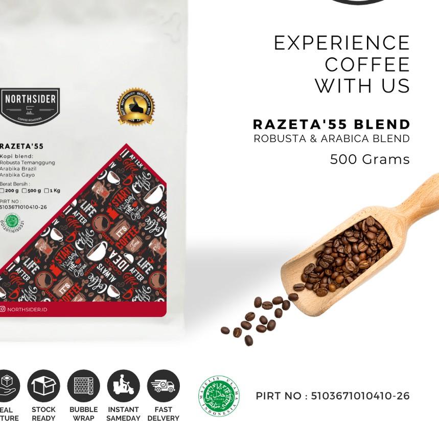 

❄ BIJI KOPI SUSU RAZETA'55 BLEND ROBUSTA-ARABIKA - 500GR NORTHSIDER COFFEE ✯