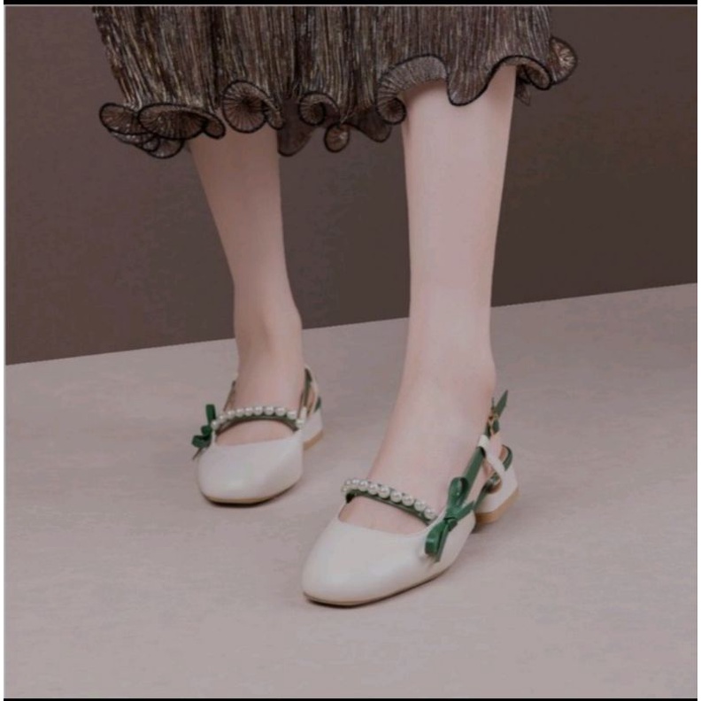 Heels mutiara tali belakang 3cm