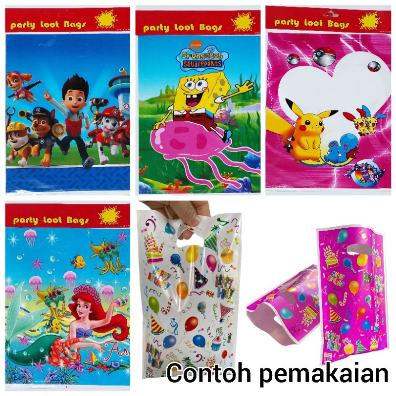 

party loot bags kresek snack ulang tahun kemasan plastik kue bingkisan souvenir happy birthday hbd jajan chiki bungkus plastic tenteng tas kado murah