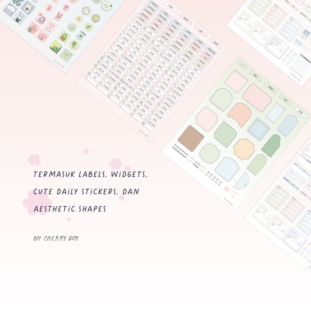 Digital Stickers untuk Digital Planner, Notebook, Journal, Diary Bujo Cute Stickers Sticky Notes PNG Stickers