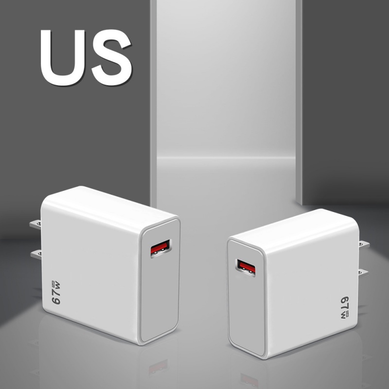 67w Super Fast Charging Super Flash Charging Charger Handphone 5V5A Kepala Pengisian Adaptor USB Eropa Dan Amerika