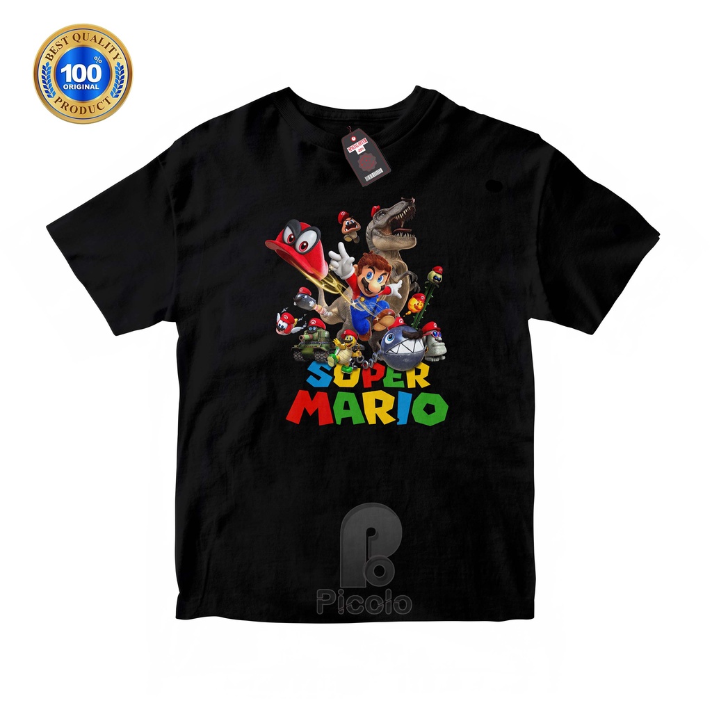 BAJU KAOS ATASAN ANAK MOTIF GAME/KARTUN SUPER MARIO UNISEX Bahan COTTUN (FREE NAMA)