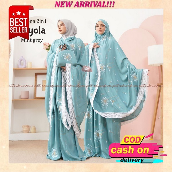 Mukena Dewasa 2 In 1 Velvet Polos Mukenah Resleting Renda Nauraserries - Putih Mukena Dewasa 2In 1 T