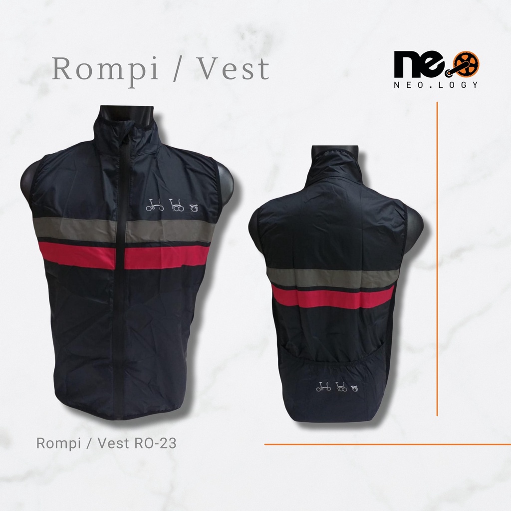 Rompi Sepeda Lipat Unisex Neology Grey &amp; Red | Vest ( Black )