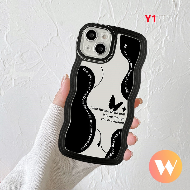 Realme C35 C11 C33 C25s C12 C21Y C25Y 8 9i 8Pro C30 C17 8i 5 C20 C20A 6i 7i 7 9Pro+9 5i 10 C15 C25 C3 Retro Wavy Edge Vintage Black Butterfly Flower Soft Tpu Case