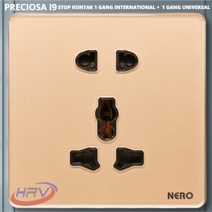 PRECIOSA I910UU-Gold Stop Kontak Universal NERO