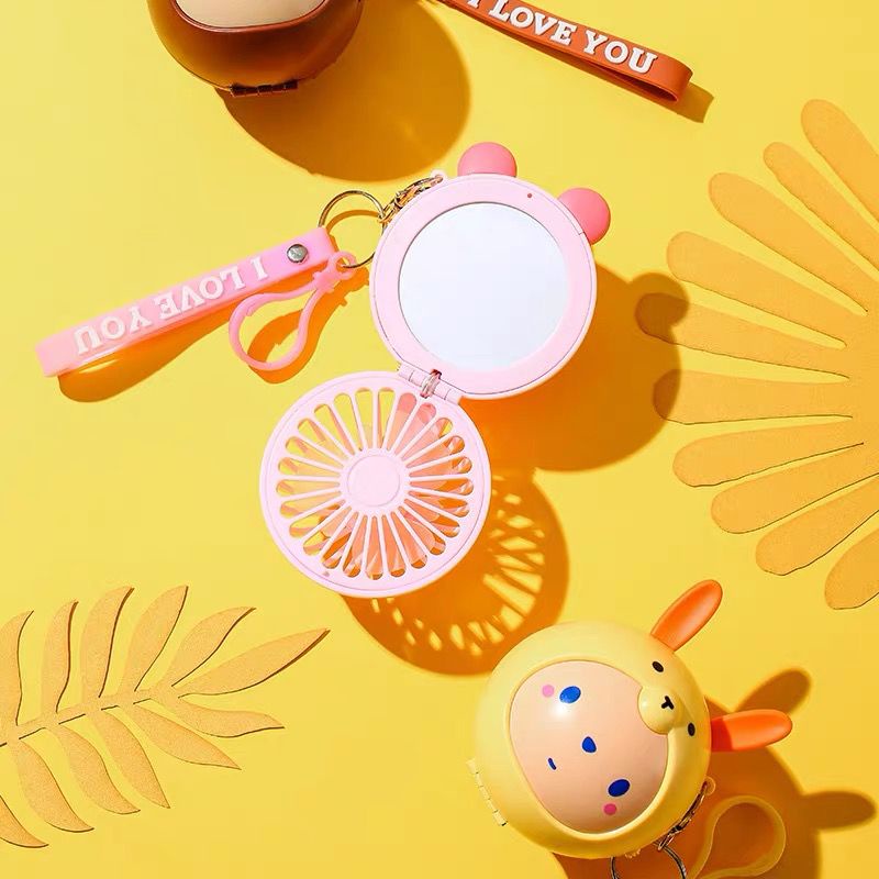 Cermin Makeup Karakter Mini Fan Mirror Usb Charger Cermin Make Up Portable Kipas Cermin Karakter Mini Fan Mirror Usb Charger Cermin Mini Portable Kipas Angin Mini Portable