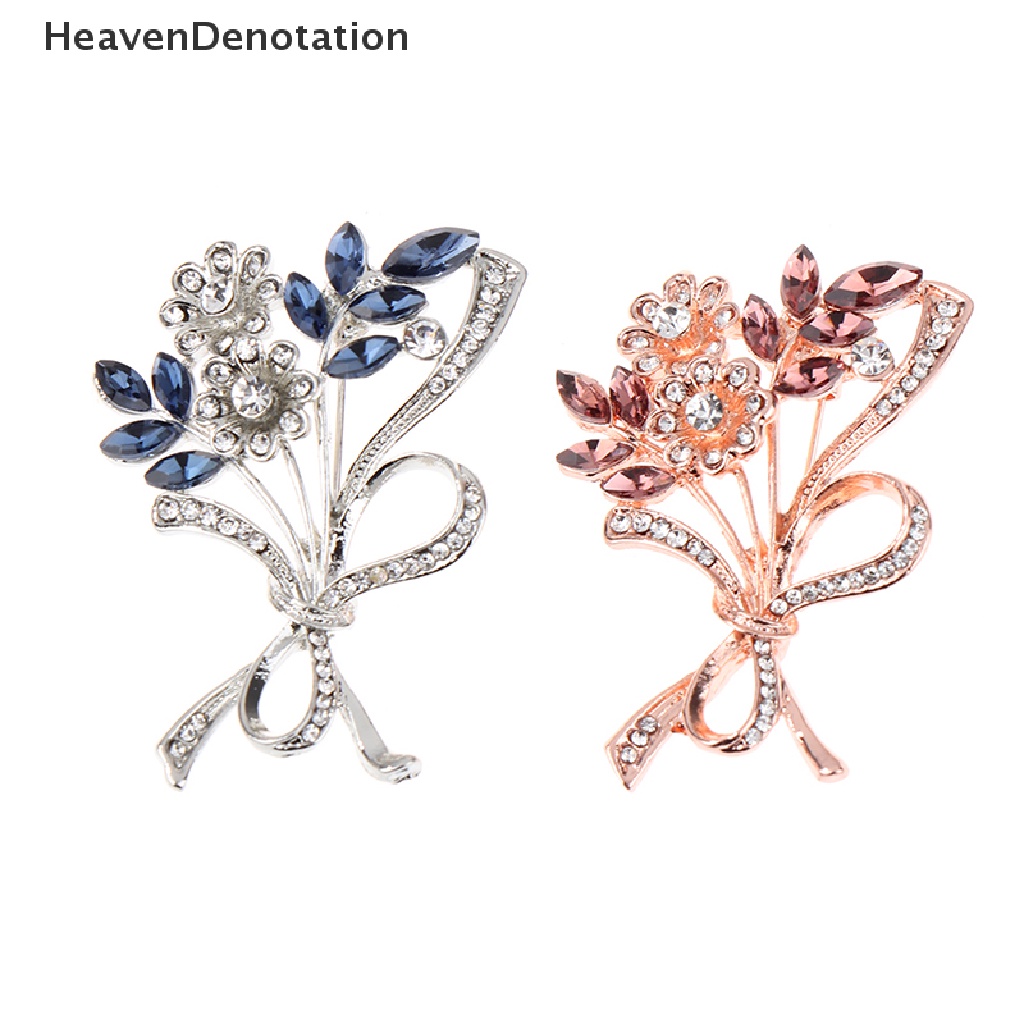 [HeavenDenotation] Crystal Flower Brooch Jewelry For Women Elegant Rhinestone Exquisite Party Corsage Badges Brooches Pins Gift HDV