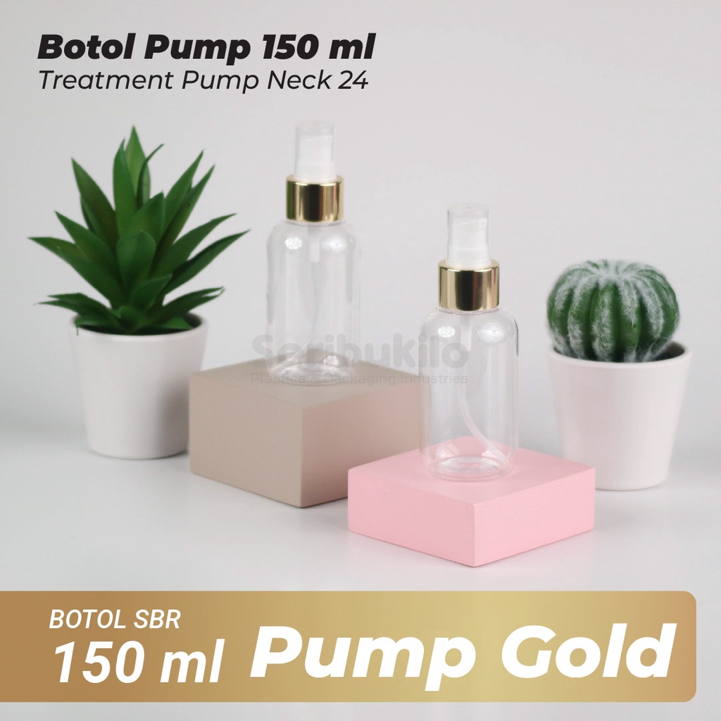 Botol Pump 150 ml SBR Gold/Botol PET Treatment Pump 150 ml Gold Half Cover