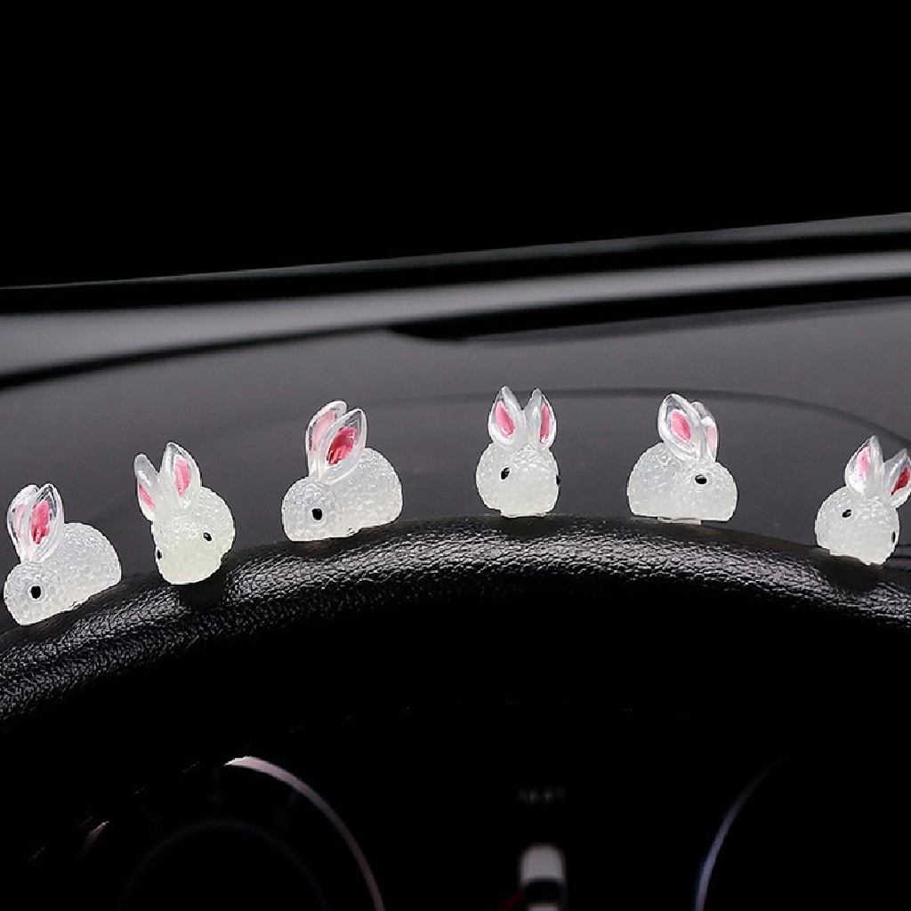 Sho 10PCS Lucu Mini Luminous Resin Bunnies Ornamen Glow In The Dark Miniatur Angka Kelinci Mikro Lanskap Dekorasi Rumah Boneka N