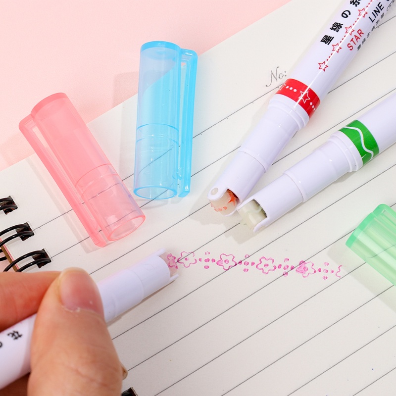 Lucu Double Line Pattern Outline Marker Pen Hand Copy Akun Multi-Warna Curve Pulpen Cepat Kering Mark Notes Lukisan Stabilo