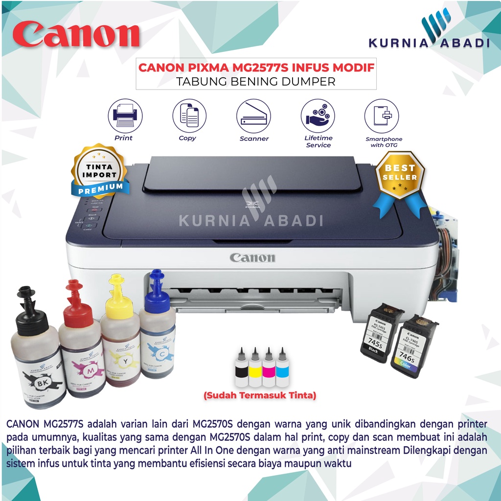 Printer Canon PIXMA MG2570S Infus Print Scan Copy Inkjet Infus Dumper