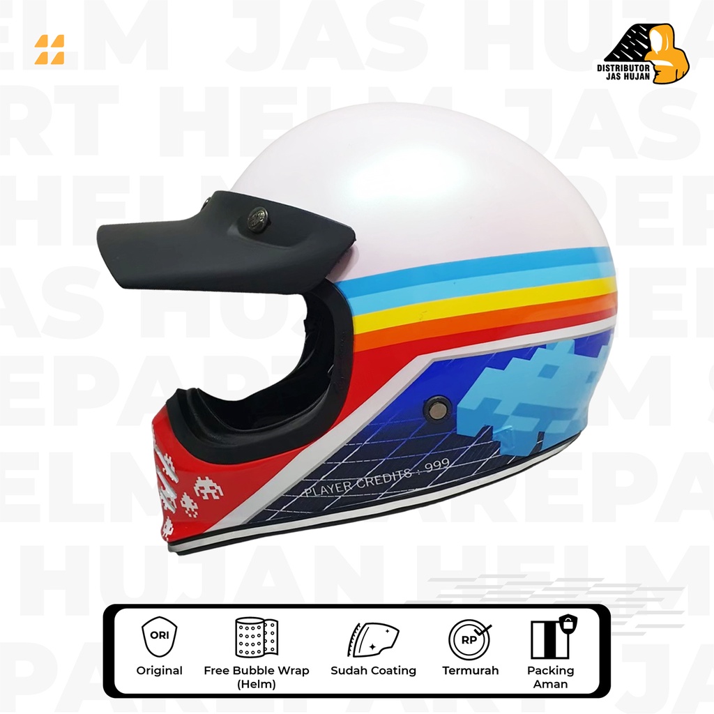 Helm JP Signature White Blue Pacman