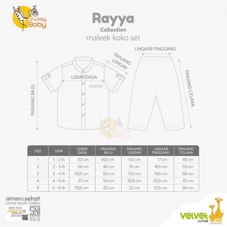 Velvet Junior Rayya Series | Maleek Koko Set | Baju Koko Anak