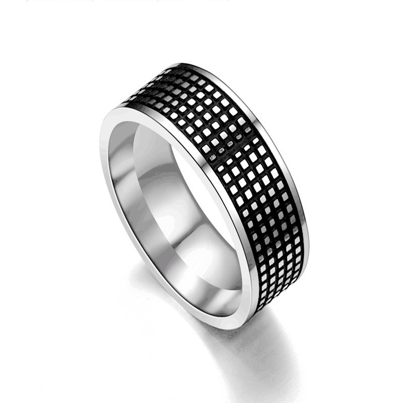 Cincin Bahan Titanium Steel Warna Hitam Gaya Eropa Amerika Untuk Pria