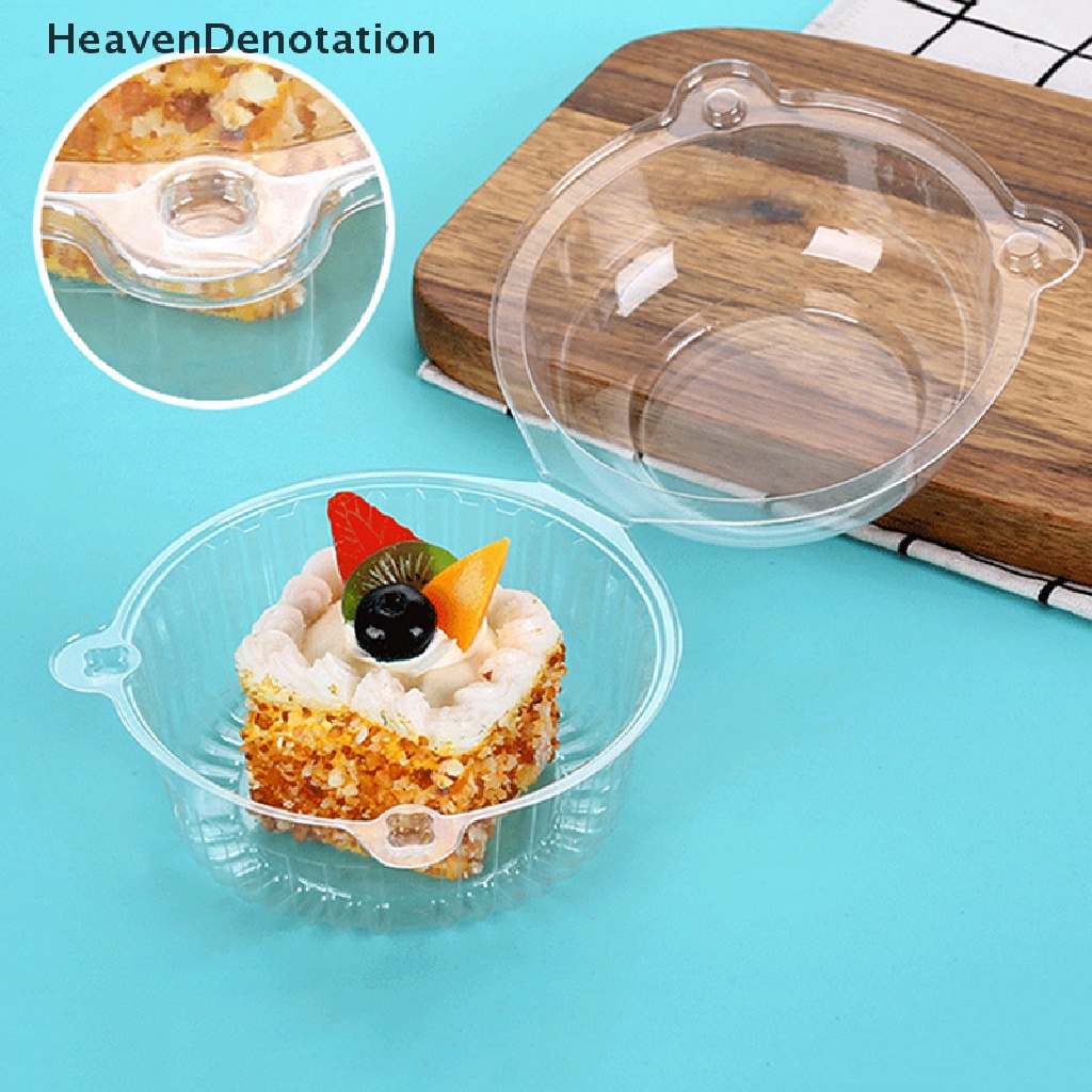 [HeavenDenotation] 10pcs Cupcake Holder Kepala Kucing Bulat Lucu Wadah Muffin Dome Plastik Bening HDV