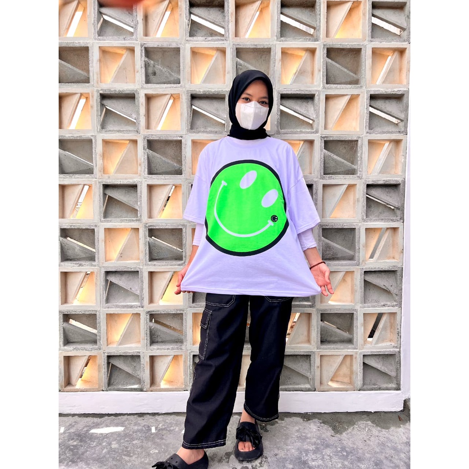 Oversize Wanita Colour Smile / Oversize Jumbo / Kaos Jumbo / Oversize Hijau Smile