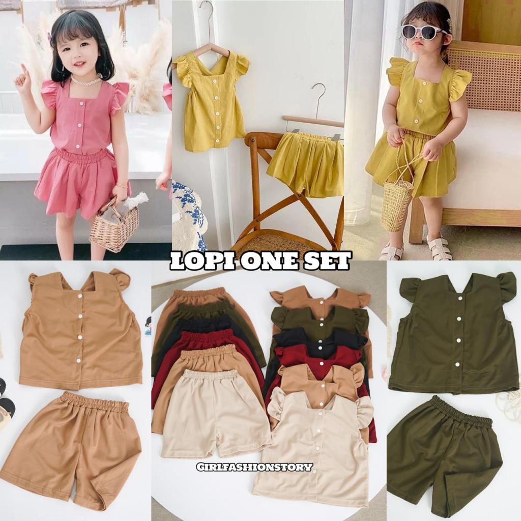 BEFAST - ZFS SETELAN ANAK WANITA LISA / LOPI KID ONE SET / KIDS ONESET TERBARU / Pakaian Santai Anak / Set Atasan Lengan pendek+Celana Pendek / Outfit Anak Perempuan Casual / Fashion Anak Perempuan / Setelan Polos Anak / OOTD Anak Perempuan Jalan-jalan