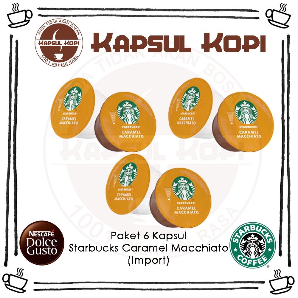 

Paket 6 KapsulKopi Starbucks Caramel Macchiato Nescafe Dolce Gusto