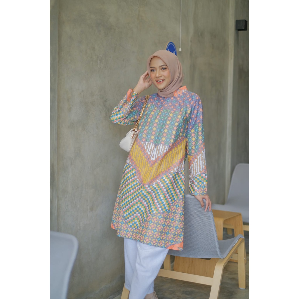 Atasan Baju Batik Couple Kemeja Tunik Baju Kerja Kantor Baju Guru Kain Katun