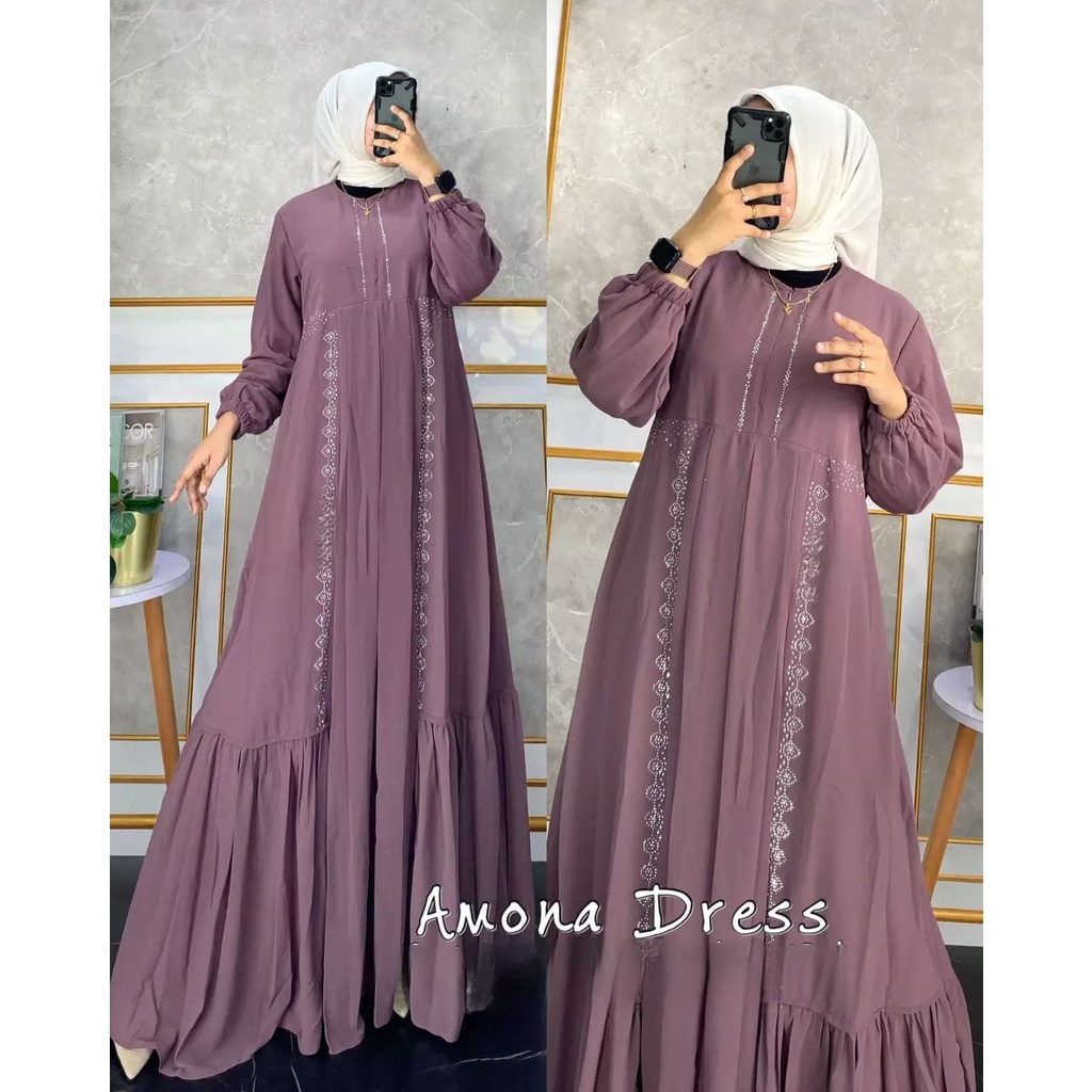 AMONA DRESS - NEW ARRIVAL /Dress Rempel / Dress Busui / Dress Elegan / Dress Gamis