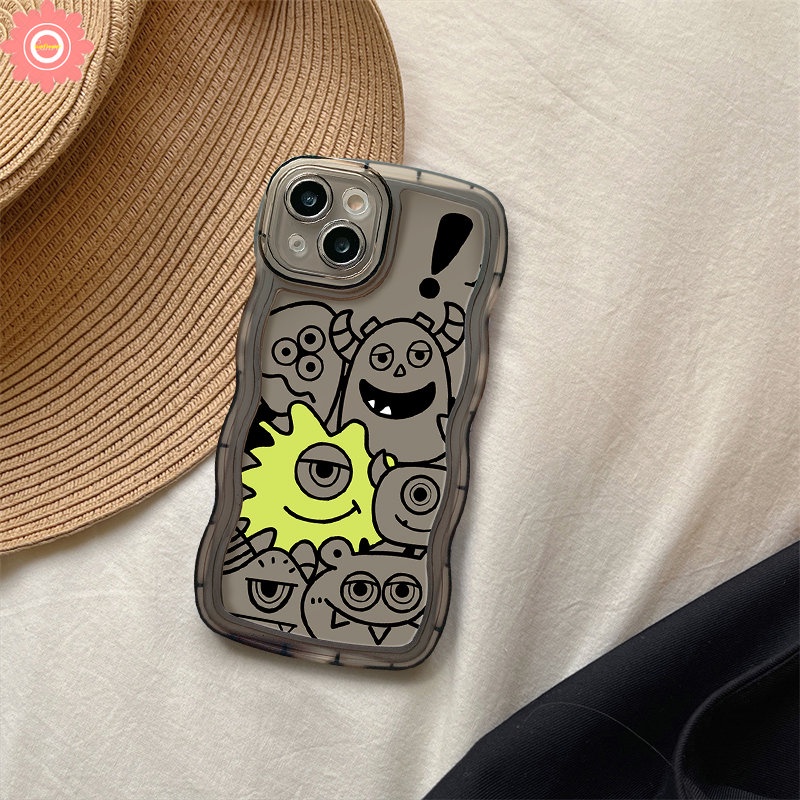 Casing Kartun Monster Kecil Imut Vivo Y36 Y02 Y12 Y22 Y15A Y16 Y20 Y17 Y35 Y30 Y21s T1 Y15 Y55 V23E V20 Y12s Y11 Y21 Y15s Y75 Y33s Y91C Y11s Y91 Y12i Y22s Wavy Edge Soft Cover