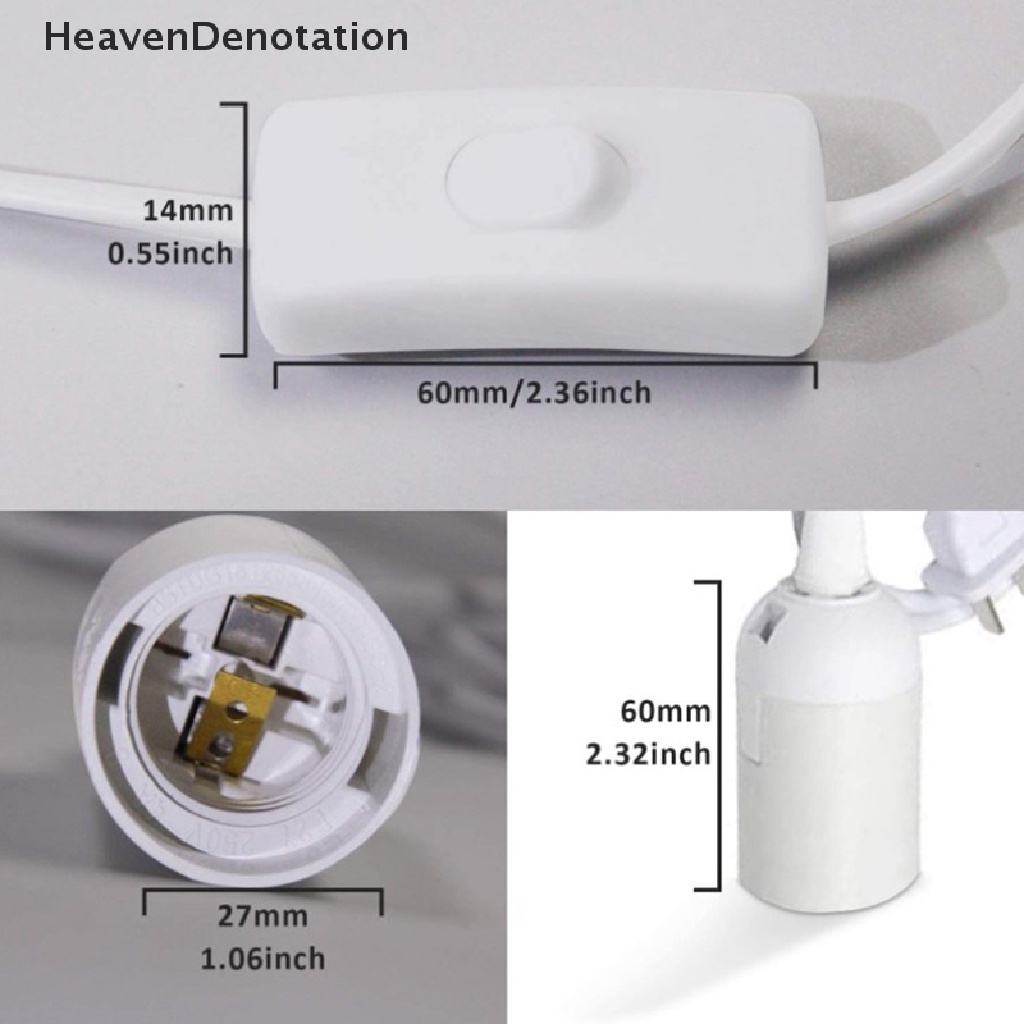 [HeavenDenotation] Kabel Kabel Kabel Listrik Plug EU E27 Lamp Base Holder With Switch Wire Untuk Bohlam HDV
