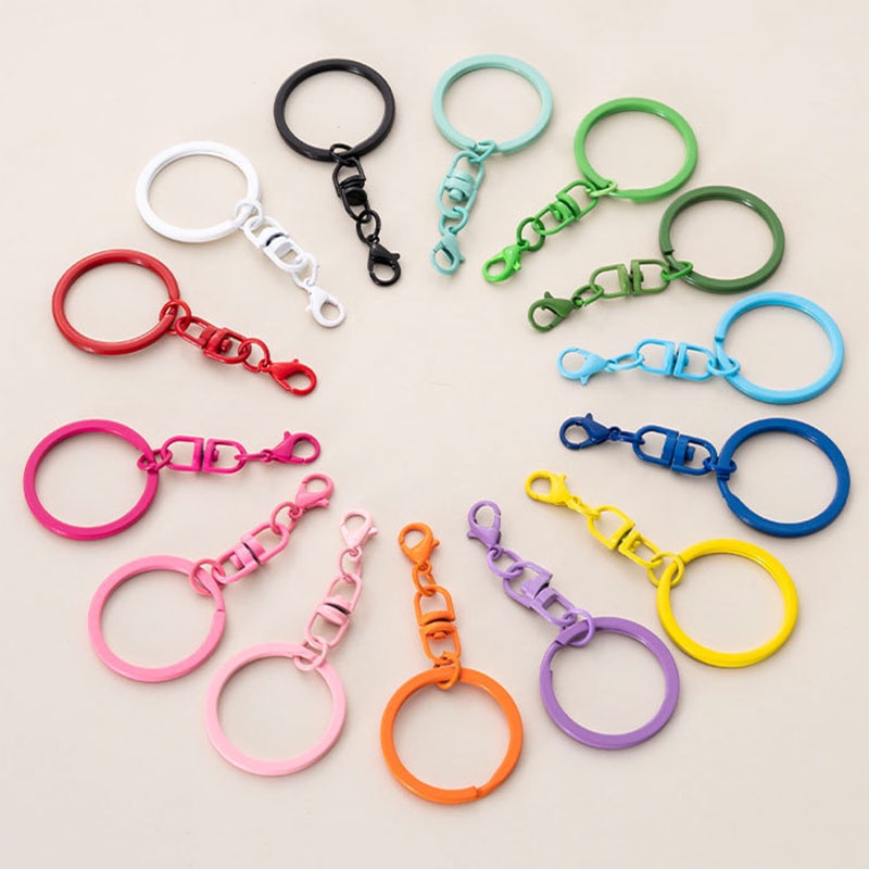 1pcs Color Baking Paint Candy Color Key Ring Gantung 8kata Turn Lobster Ring Key Chain DIY Found Making Key Chain