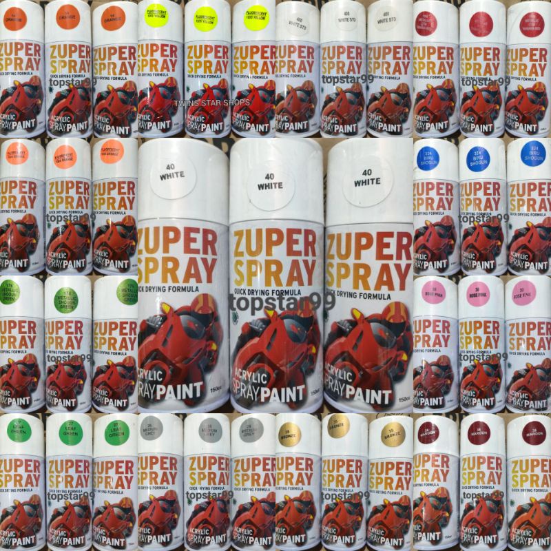 Zuper Pilox Pilok Cat Semprot Ready Semua Varian Warna Dull Black Hitam Doff Dop White Putih Silver Gold Emas Yellow Kuning Red Merah Abu abu Primer Grey Epoxy Clear Pernis Candy Candi 150cc